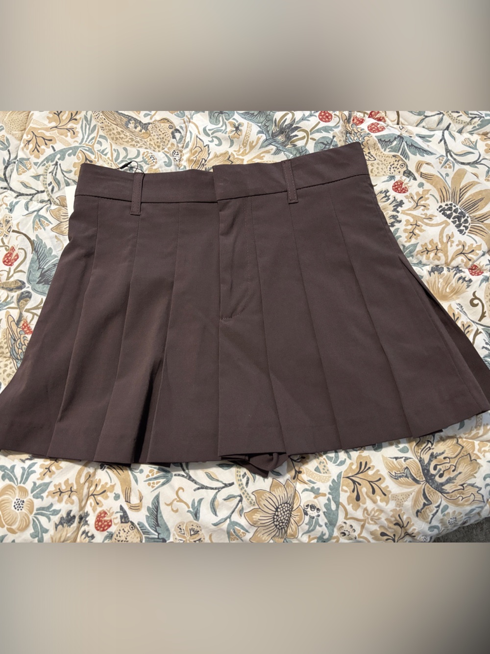 Zara Dark Brown Pleated Skater Skirt